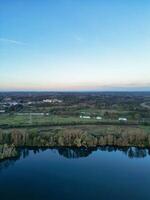 Most Beautiful Aerial Footage of British Countryside Village Near Northampton City of England UK. October 25th, 2023 photo