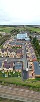alto ángulo panorámico ver de arseley pueblo de Inglaterra Reino Unido. el imágenes estaba capturado durante nublado y lluvioso día de feb 28, 2024 foto
