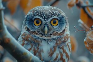 AI generated little owlet in nature photo