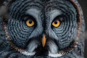 AI generated portrait of great gray owl, strix nebulosa photo