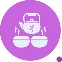 gong-fu té conjunto glifo sombra icono vector