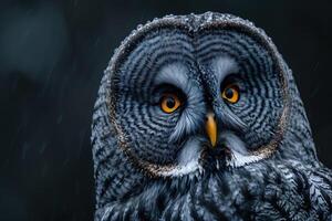 AI generated portrait of great gray owl, strix nebulosa photo