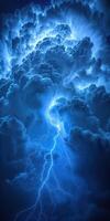 AI generated vertical background with storm clouds and thunder lightning photo