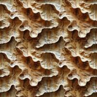AI generated seamless background, abstract wave pattern carved on a wooden surface photo