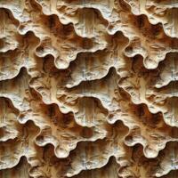 AI generated seamless background, abstract wave pattern carved on a wooden surface photo