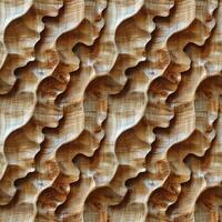 AI generated seamless background, abstract wave pattern carved on a wooden surface photo