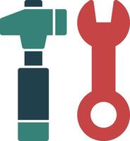 Hammer and Wrench Glyph Multi Color Icon vector