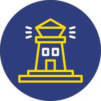 Lighthouse Dual Line Circle Icon vector