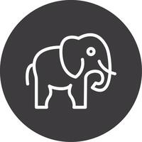 Elephant Outline Circle Icon vector