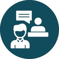 In-Person Interview Glyph Circle Icon vector