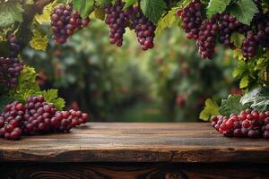 AI generated Empty wooden table on the natural background. For product display photo