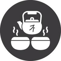 Gongfu Tea Set Glyph Circle Icon vector