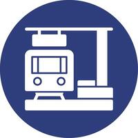 Train Station Glyph Circle Icon vector