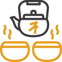 Gongfu Tea Set Two Color Icon vector