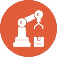 Robot Assembly Glyph Circle Icon vector