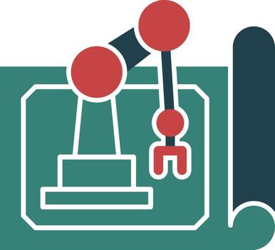 Robot Blueprint Glyph Multi Color Icon vector