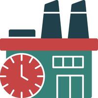 Factory Clock Glyph Multi Color Icon vector