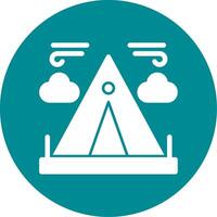 Tent Glyph Circle Icon vector