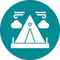 Tent Glyph Circle Icon vector