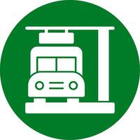 autobús detener glifo circulo icono vector