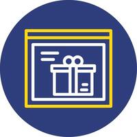 regalo caja doble línea circulo icono vector