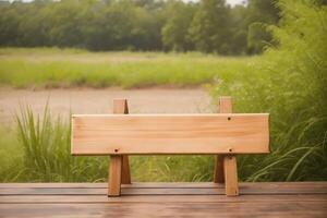 ai generado de madera letrero en al aire libre fondo, ai generativo foto