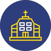 Iglesia doble línea circulo icono vector