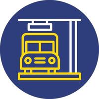 Bus Stop Dual Line Circle Icon vector