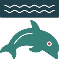 delfín glifo multi color icono vector