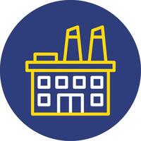 Factory Building Dual Line Circle Icon vector