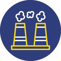 Factory Chimney Dual Line Circle Icon vector