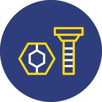 Nut and Bolt Dual Line Circle Icon vector