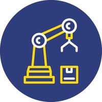 Robot Assembly Dual Line Circle Icon vector