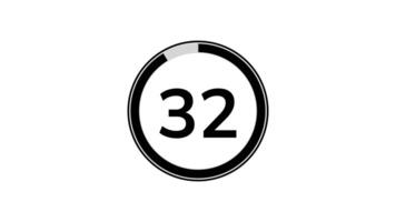 35 seconden countdown timer animatie met gemakkelijk vlak modern zwart cirkel indicator animatie Aan wit achtergrond. pro video