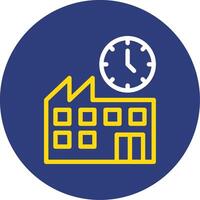 Factory Clock Dual Line Circle Icon vector