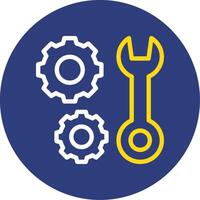Maintenance Wrench Dual Line Circle Icon vector