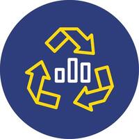 Recycling Arrows Dual Line Circle Icon vector