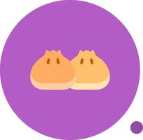 Dumpling Flat Shadow Icon vector