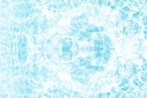 Bluewater waves on the surface ripples blurred. Defocus blurred transparent blue colored clear calm water surface texture with splash and bubbles. Water waves with shining pattern texture background. photo