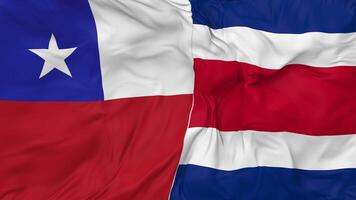 Chile and Costa Rica Flags Together Seamless Looping Background, Looped Bump Texture Cloth Waving Slow Motion, 3D Rendering video