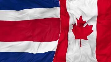 Canada et costa rica drapeaux ensemble sans couture boucle arrière-plan, en boucle bosse texture tissu agitant lent mouvement, 3d le rendu video