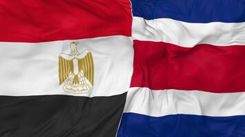 Egypt and Costa Rica Flags Together Seamless Looping Background, Looped Bump Texture Cloth Waving Slow Motion, 3D Rendering video