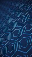 Vertical video - circuit board styled background animation with digital data nodes streaming in repeating hexagonal shapes. This modern, blue technology motion background is a seamless loop.