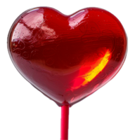 AI generated Close-up Red Heart Lollipop png