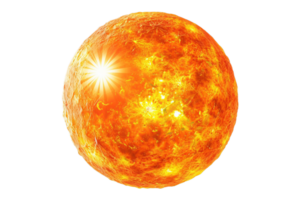 ai generiert glühend Sonne mit Solar- Fackeln png