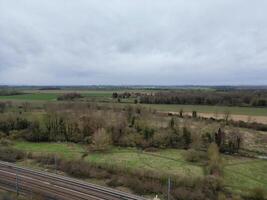 High Angle View of Arlesey Town of England UK. The Footage Was Captured During Cloudy and Rainy Day of Feb 28th, 2024 photo