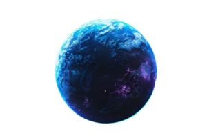 AI generated Digital Artwork of Glowing Blue Planet Earth png