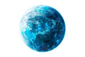 AI generated Digital Artwork of Glowing Blue Planet Earth png