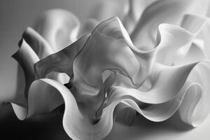 AI generated This is a close-up photo of a glossy object with flowing, organic shapes and smooth, fluid-like curves reminiscent of petals or liquid forms. abstract background fluid and flower forms