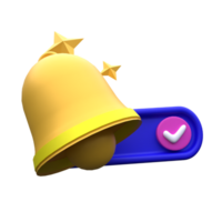 Unique Yellow bell activating button 3D rendering icon illustration simple.Realistic illustration. png